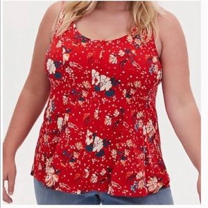 Torrid size 4 orange/red floral sleeveless top.